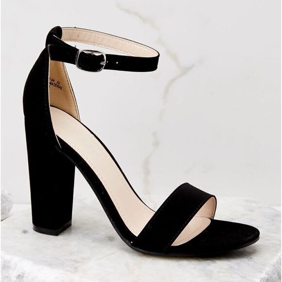 ‎Vegan Suede Ankle Strap Heels - Picture 3 of 6